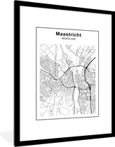 Affiche Zwart Wit - Plan de la ville - Zwart Wit - Maastricht - 60x80 cm