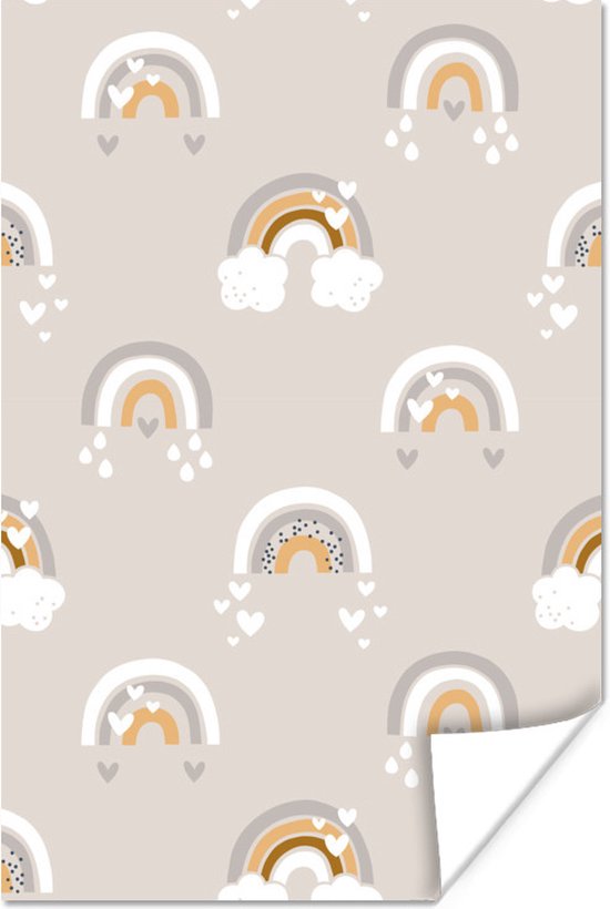 Motif pour enfants avec des arcs-en-ciel en violet et orange 120x180 cm XXL / Groot format!