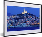 Fotolijst incl. Poster - Nacht - Marseille - Frankrijk - 40x30 cm - Posterlijst