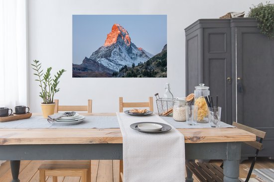 Poster Le Cervin en Suisse au lever du soleil 120x80 cm - Tirage photo sur Poster (décoration murale salon / chambre)