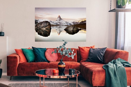 Vue du Stellisee sur le Cervin en Suisse Poster 120x80 cm - Tirage photo sur Poster (décoration murale salon / chambre)