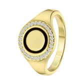 Lucardi Dames Gerecyclede goldplated ring disc zirkonia - Ring - Cadeau - Echt Zilver - Goudkleurig