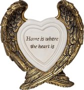 Clayre & Eef Wanddecoratie Vleugels 12*3*13 cm Goudkleurig Polyresin Hartvormig Home heart Muurdecoratie Wandversiering