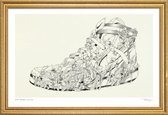 JUNIQE - Poster met houten lijst Nike Vandal Vintage -30x45 /Bruin &