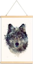 JUNIQE - Posterhanger Wolf illustratie -20x30 /Bruin & Ivoor