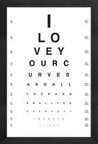 JUNIQE - Poster in houten lijst Eye Chart I Love You -30x45 /Wit &