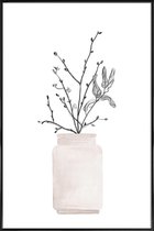 JUNIQE - Poster in kunststof lijst Winter Flower -20x30 /Wit & Zwart