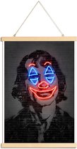 JUNIQE - Posterhanger Neon Joker -60x90 /Grijs & Rood