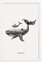 JUNIQE - Poster in houten lijst Humpback Whale -20x30 /Grijs & Ivoor