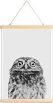 JUNIQE - Posterhanger Owl Classic -20x30 /Wit & Zwart