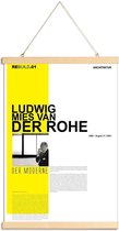 JUNIQE - Posterhanger Mies Van Der Rohe -20x30 /Geel & Wit
