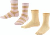 FALKE Happy Stripe 2-Pack gestreept met patroon Katoen Multipack Kinderen Sokken beige - Maat 23-26