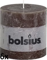 6 stuks Bolsius bruin rustiek stompkaarsen xl 100/100 (57 uur)