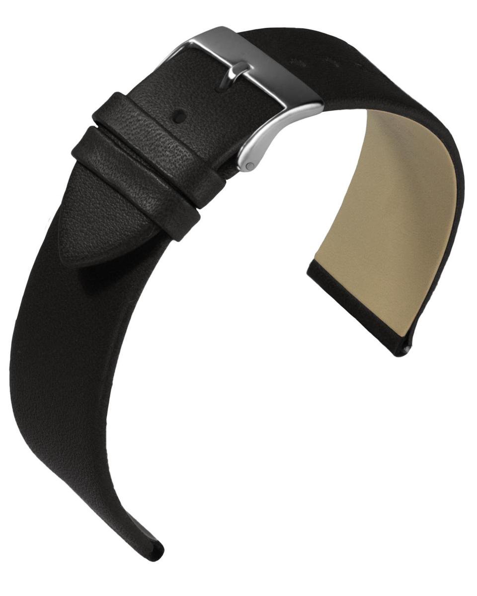 EULIT horlogeband - leer - 14 mm - zwart - metalen gesp