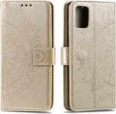 Voor Samsung Galaxy A03s Totem Bloem Reliëf Horizontale Flip TPU + PU Lederen Case met Houder & Kaartsleuven & Portemonnee (Goud)