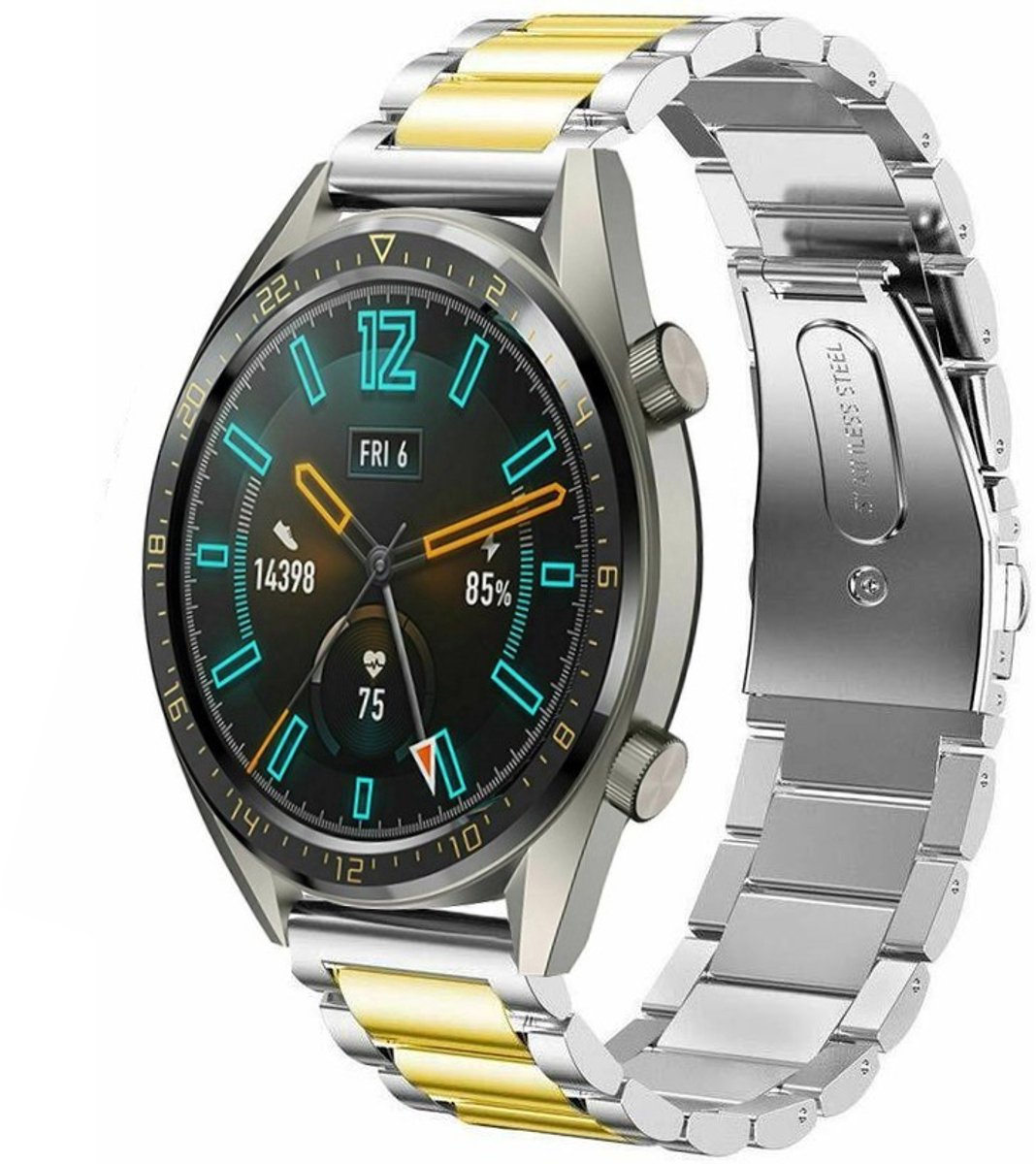 Strap-it® Samsung Galaxy Watch 41mm / 42mm siliconen bandje met gaatjes - geel + glazen screen protector
