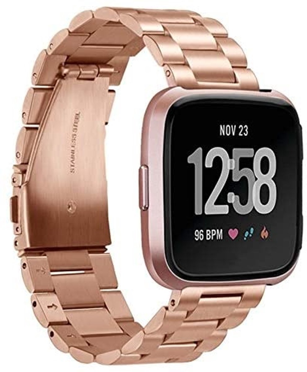 Geschikt voor Fitbit Versa stalen bandje - rosé goud