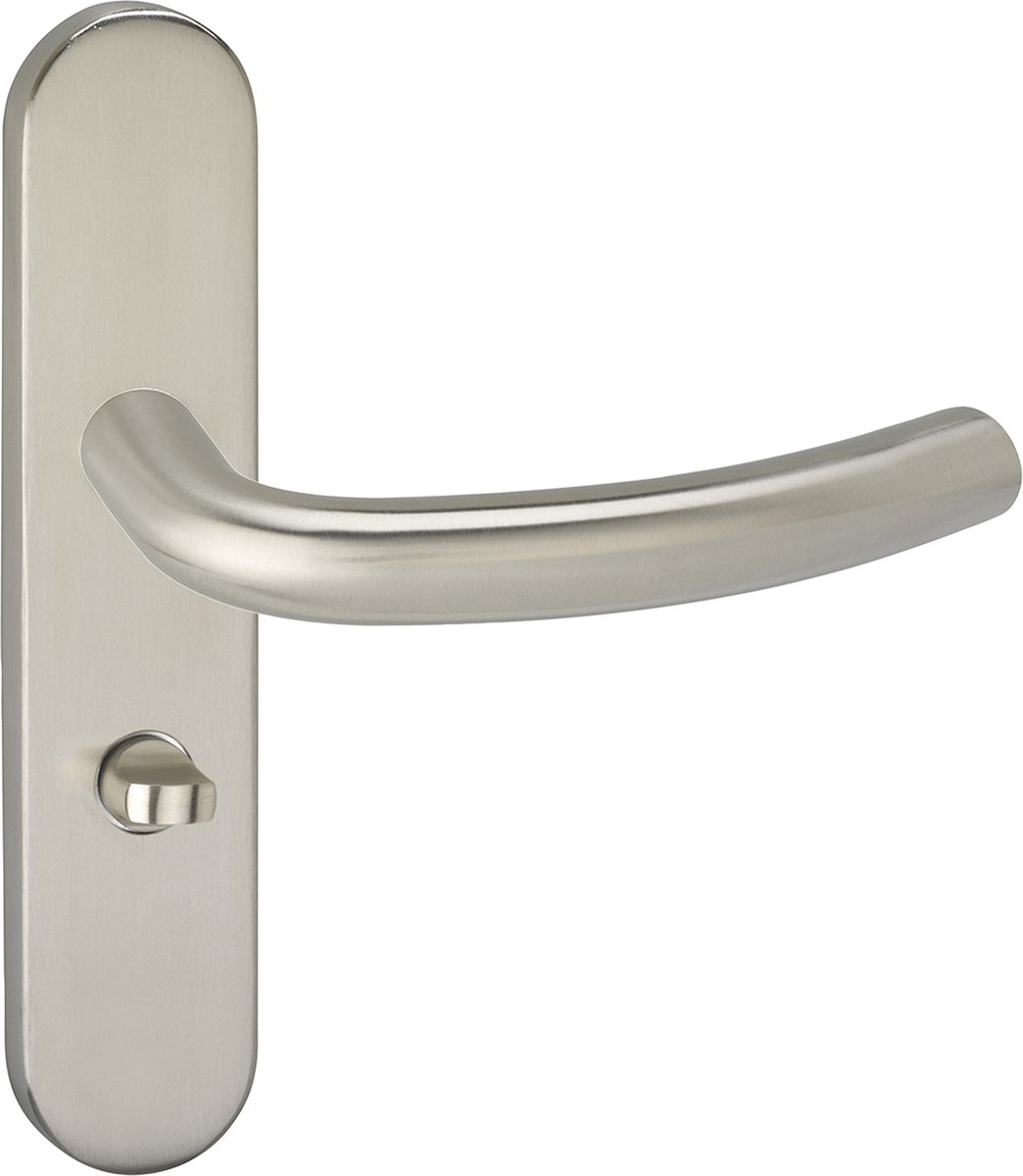 Deurkruk - Impresso Preston - Voor binnen - Ovaal deurschild met toiletsluiting - RVS - 2 stuks
