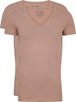 RJ Bodywear Everyday - Nijmegen - 2-pack - stretch T-shirt diepe V-hals - beige -  Maat S