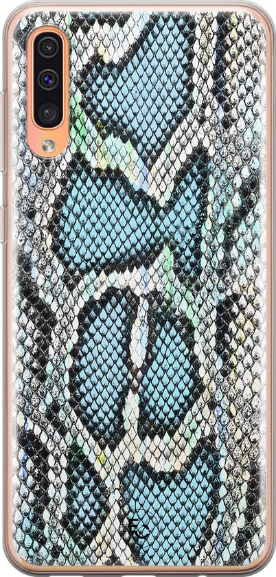 Coque Samsung A70 - Bébé Snake bleu | Coque Samsung Galaxy A70 | Étui en Siliconen TPU | Coque arrière pour téléphone Transparent