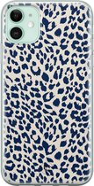 iPhone 11 hoesje - Luipaard blauw - Soft Case Telefoonhoesje - Luipaardprint - Blauw