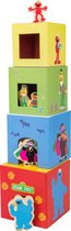 Houten bouwblokken stapelen - Sesamstraat speelgoed - Koekie monster, de graaf, Ernie, Bert en Elmo - FSC® - Houten speelgoed vanaf 1 jaar