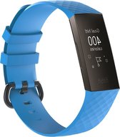 By Qubix - Fitbit Charge 3 & 4 siliconen diamant pattern bandje (Small) - licht blauw - Fitbit charge bandjes