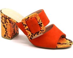 Muiltjes | slipper | hoge hak sandalen - oranje, 41-valt klein | bol.com