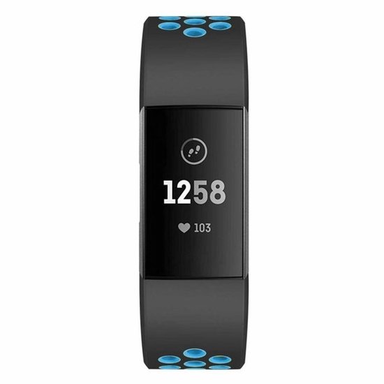 Bracelet de montre intelligente en Siliconen - Convient au bracelet sport Fitbit Charge 4 - Noir Bleu - Taille: L - Bracelet de montre / Bracelet / Bracelet