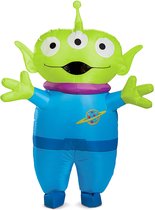 Opblaasbaar alien kostuum groen blauw mascotte pak