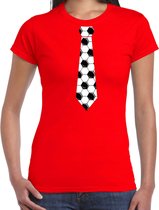 Rood fan t-shirt voor dames - voetbal stropdas - Voetbal supporter - EK/ WK shirt / outfit XS