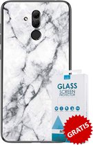 Backcover Marmerlook Hoesje Huawei Mate 20 Lite Wit  - Gratis Screen Protector - Telefoonhoesje - Smartphonehoesje