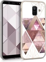 kwmobile telefoonhoesje voor Samsung Galaxy A6 (2018) - Hoesje voor smartphone in poederroze / ros�goud / wit - Glory Driekhoeken design