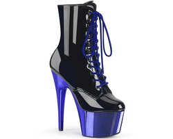 Pleaser - ADORE-1020 Plateau Laarzen, Paaldans schoenen - Paaldans schoenen - 38 Shoes - Zwart/Blauw
