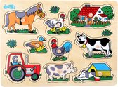 Houten puzzel "Op de boerderij" - Kinderpuzzel vanaf 1 jaar