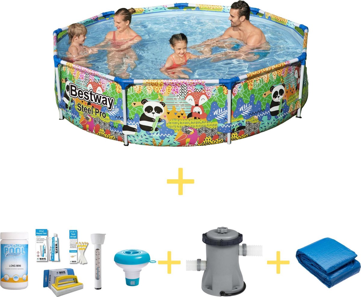 Bestway Zwembad – Steel Pro – Dieren – 274 x 66 cm – Inclusief WAYS Onderhoudspakket, Filterpomp & Grondzeil Bestway Zwembad – Steel Pro – Dieren – 274 x 66 cm – Inclusief WAYS Onderhoudspakket, Filterpomp & Grondzeil