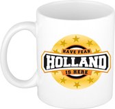 Have fear Holland is here beker / mok wit - 300 ml - oranje supporter / fan
