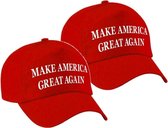 2x stuks feestpet make America great again rood voor volwassenen - Donald Trump - verkleed pet / carnaval pet