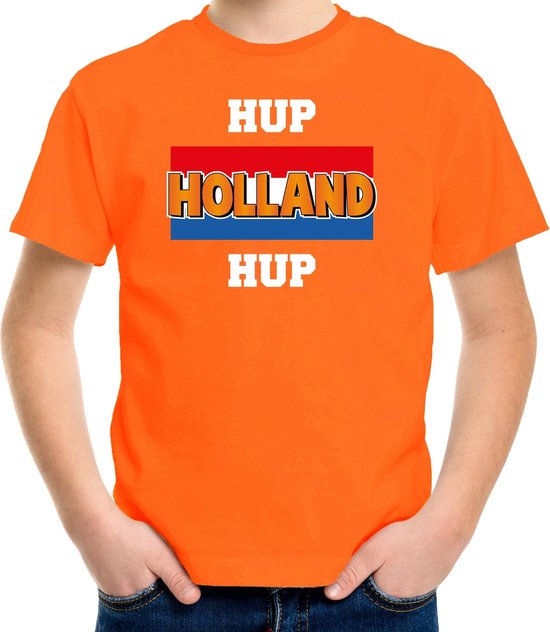 Oranje fan t-shirt voor kinderen - hup Holland hup - Holland / Nederland supporter - EK/ WK shirt / outfit 110/116