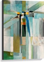 Canvas  - Abstracte Groenkleurige Vakken - 60x90cm Foto op Canvas Schilderij (Wanddecoratie op Canvas)