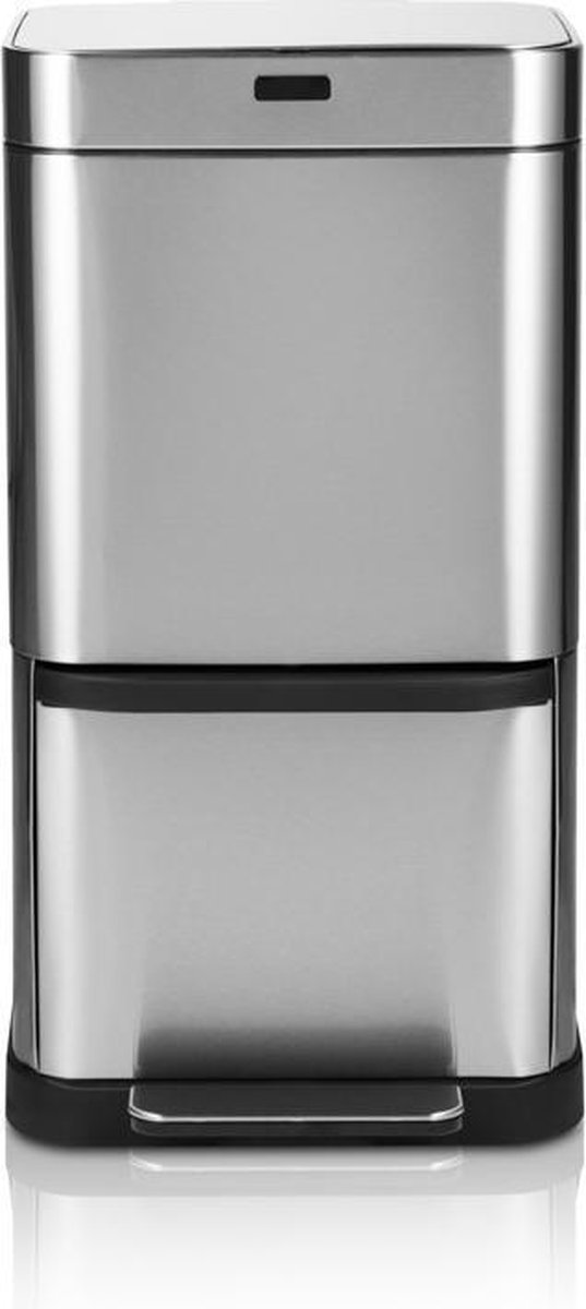 Umuzi Cleaning - Zilveren Prullenbak - Met Sensor en Pedaal - 4 Compartimenten - Eenvoudig Afval Scheiden - RVS - 70 Liter - Recyclen - 42 x 30 x 80 cm