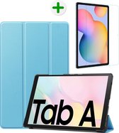 Tablet hoes geschikt voor Samsung Galaxy Tab A7 - Tri-fold Book Case en Tempered Glass Cover - 10.4 inch - Licht Blauw