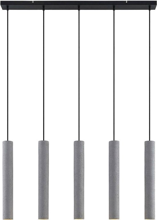 Lindby - hanglamp - 5 lichts - beton, metaal - GU10 - grijs