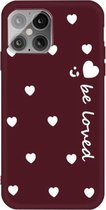 Klein smiley-hartpatroon schokbestendig TPU-hoesje voor iPhone 12 mini (wijnrood)
