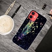 Schokbestendig geverfd transparant TPU-beschermhoesje voor iPhone 12/12 Pro (kleurrijke veren)