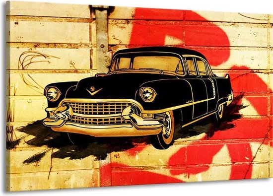 Canvas schilderij Oldtimer | Zwart, Rood, Geel | | F004341