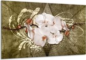 Peinture sur toile Orchidée | Or, blanc, marron | 120x70cm 1Hatch