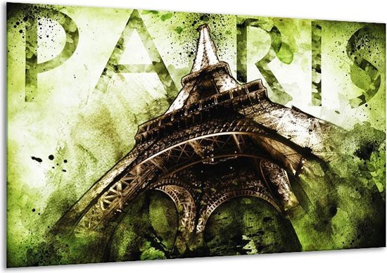 Canvas schilderij Eiffeltoren | Groen, Bruin |