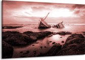 Peinture | Bateau de peinture sur toile | Marron, rouge | 140x90cm 1 Liège | Tirage photo sur toile