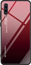 Voor Galaxy A70 Gradient Color Glass Case (Rood)